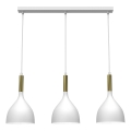 Candeeiro suspenso NOAK 3xE27/15W/230V branco/dourado