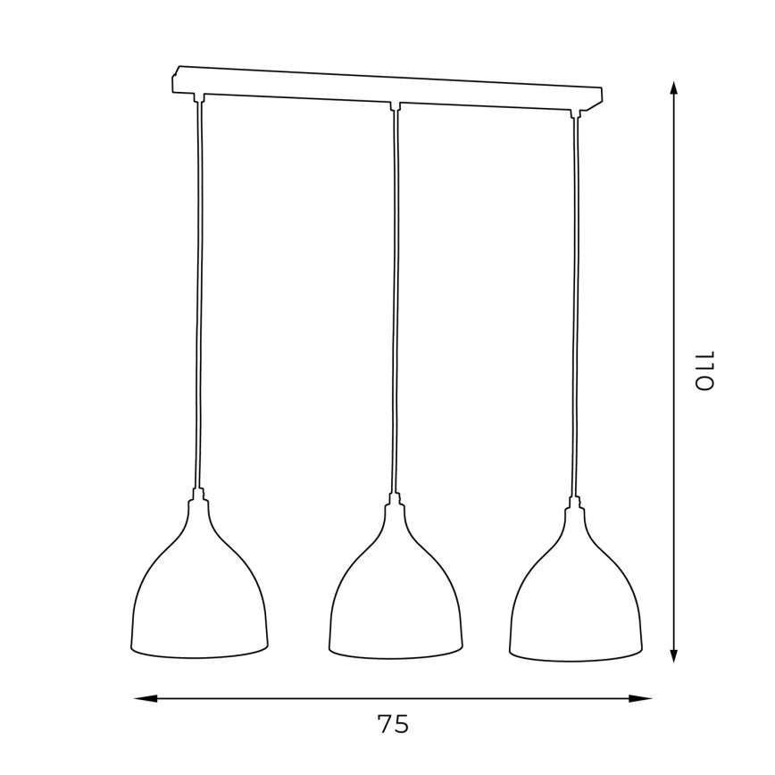Candeeiro suspenso NOAK 3xE27/15W/230V cinzento