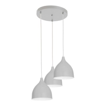 Candeeiro suspenso NOAK 3xE27/15W/230V cinzento