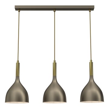 Candeeiro suspenso NOAK 3xE27/15W/230V latão/dourado