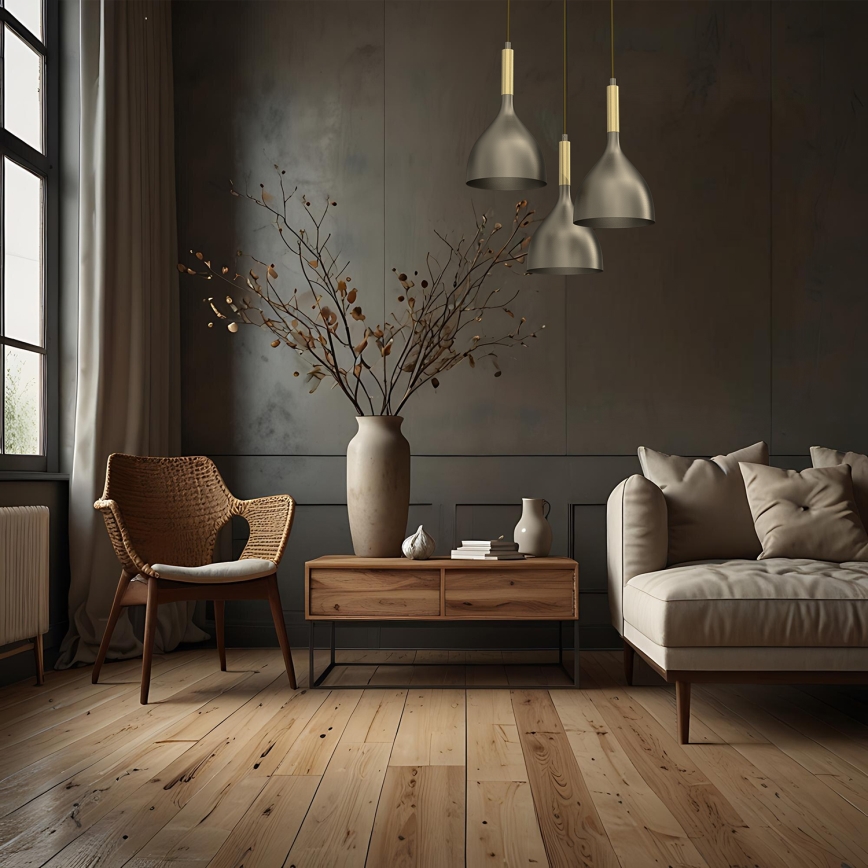 Candeeiro suspenso NOAK 3xE27/15W/230V latão/dourado