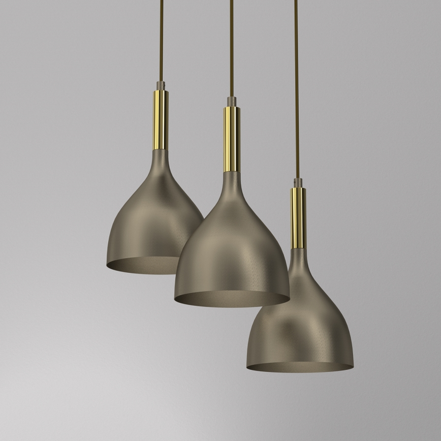 Candeeiro suspenso NOAK 3xE27/15W/230V latão/dourado