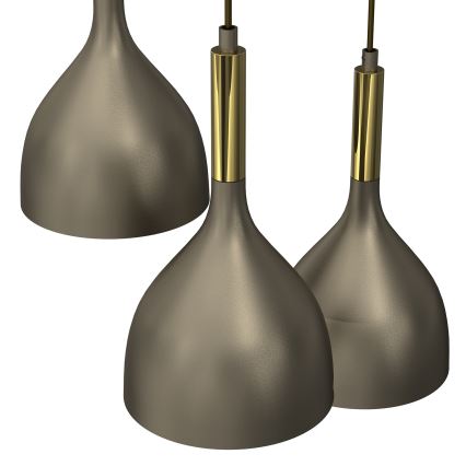 Candeeiro suspenso NOAK 3xE27/15W/230V latão/dourado