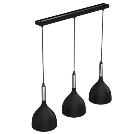 Candeeiro suspenso NOAK 3xE27/15W/230V preto/cromado brilhante