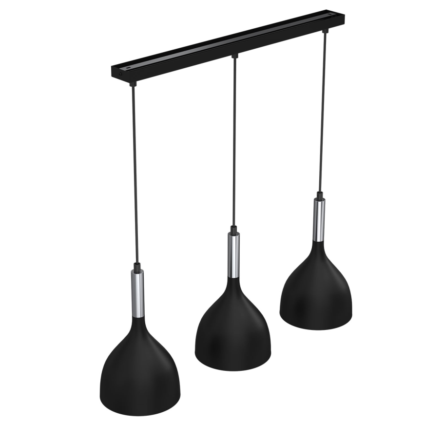Candeeiro suspenso NOAK 3xE27/15W/230V preto/cromado brilhante