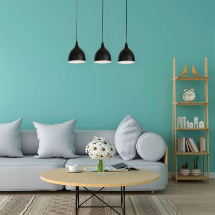 Candeeiro suspenso NOAK 3xE27/15W/230V preto