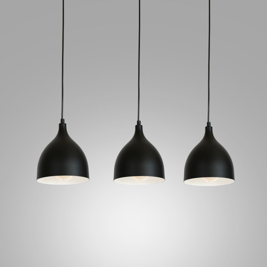 Candeeiro suspenso NOAK 3xE27/15W/230V preto