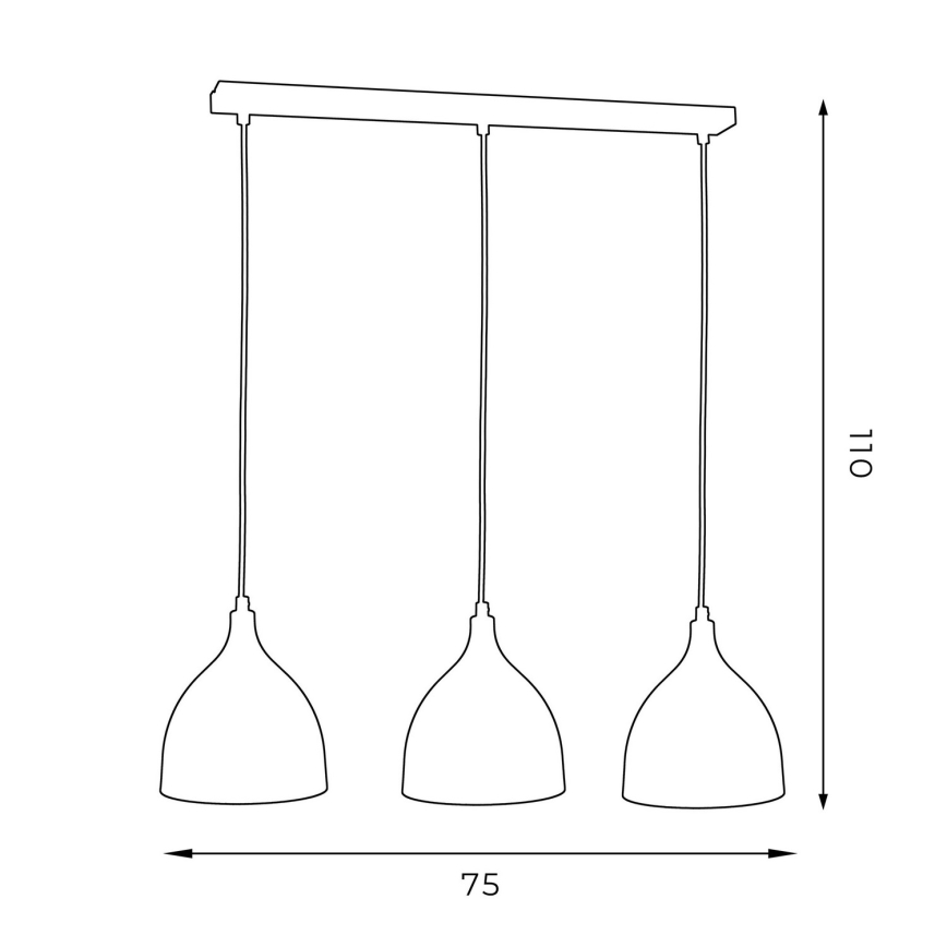 Candeeiro suspenso NOAK 3xE27/15W/230V preto
