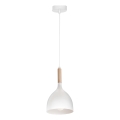 Candeeiro suspenso NOAK WOOD 1xE27/15W/230V branco/faia