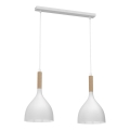 Candeeiro suspenso NOAK WOOD 2xE27/15W/230V branco/faia