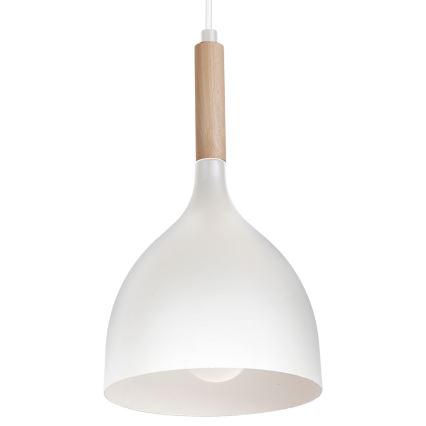 Candeeiro suspenso NOAK WOOD 3xE27/15W/230V branco/faia
