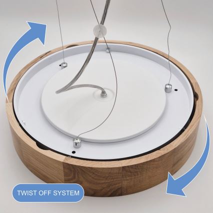 Candeeiro de teto suspenso OAK 3xE27/60W/230V carvalho ? 47,5 cm