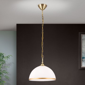 Candeeiro suspenso OLD LAMP 1xE27/40W/230V diâmetro 30 cm branco/latão
