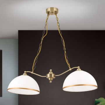 Candeeiro suspenso OLD LAMP 2xE27/40W/230V branco/latão