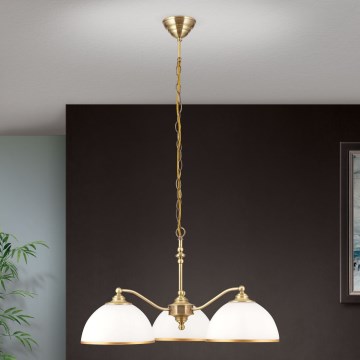 Candeeiro suspenso OLD LAMP 3xE27/40W/230V diâmetro 65 cm branco/latão