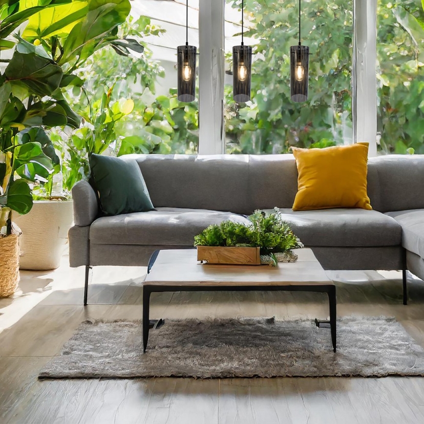 Candeeiro suspenso PADOVA 3xE27/15W/230V preto