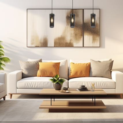 Candeeiro suspenso PADOVA 3xE27/15W/230V preto