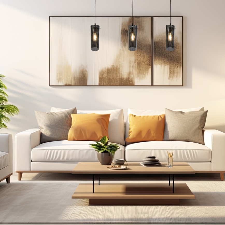 Candeeiro suspenso PADOVA 3xE27/15W/230V preto