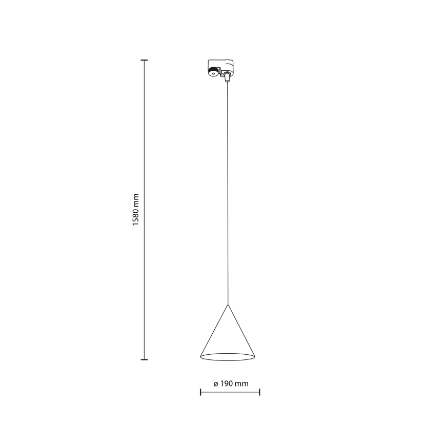Candeeiro suspenso para sistema de carris monofásico CONO 1xE27/15W/230V preto/castanho