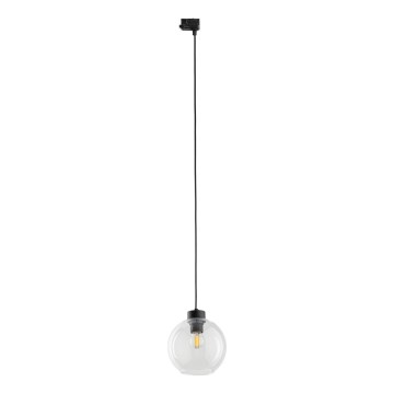 Candeeiro suspenso para sistema de carril trifásico CUBUS 1xE27/15W/230V preto/transparente