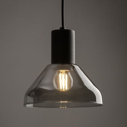 Candeeiro suspenso para sistema de carril trifásico NEO 1xE27/15W/230V preto/fumado preto