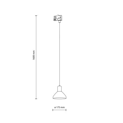 Candeeiro suspenso para sistema de carril trifásico NEO 1xE27/15W/230V preto/fumado preto