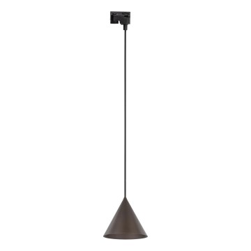 Candeeiro suspenso para sistema de carris monofásico CONO 1xE27/15W/230V preto/castanho