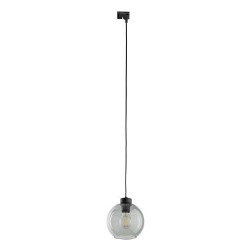 Candeeiro suspenso para sistema de carris monofásico CUBUS 1xE27/15W/230V preto/fumado preto