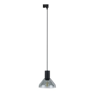 Candeeiro suspenso para sistema de carris monofásico NEO 1xE27/15W/230V preto/fumado preto
