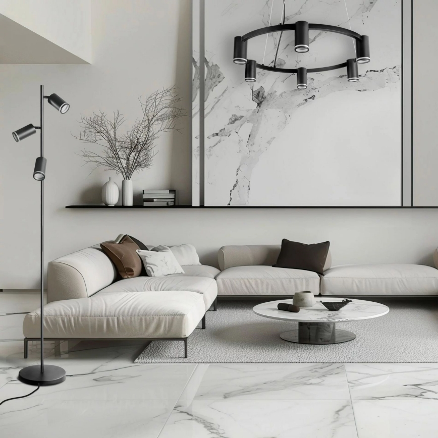 Candeeiro suspenso PARIS 6xGU10/12W/230V preto