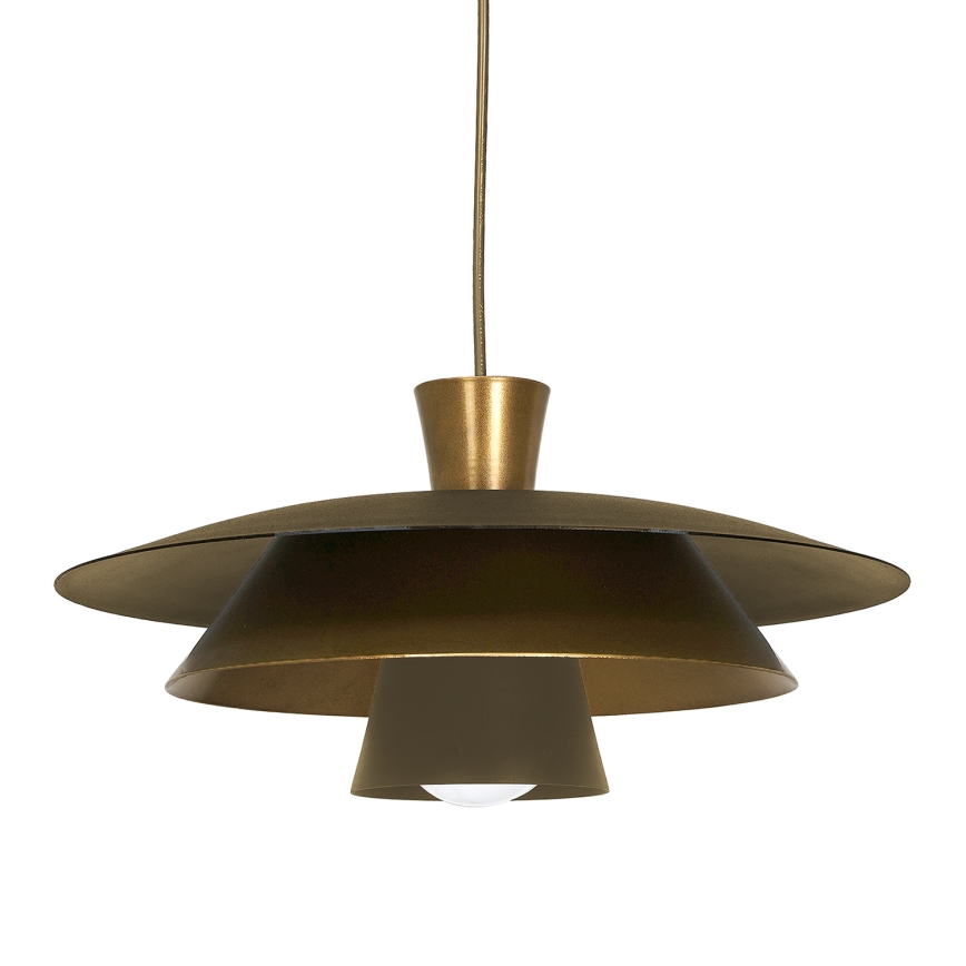 Candeeiro suspenso PLATO 1xE27/15W/230V latão/dourado