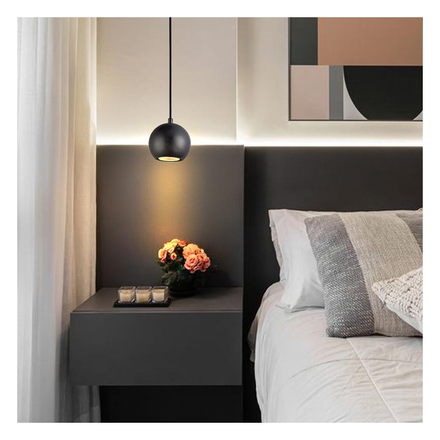 Candeeiro suspenso por cabo 1xGU10/10W/230V, diâmetro 11 cm, madeira maciça/freixo