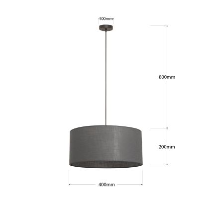 Candeeiro suspenso por cabo ALBA 1xE27/15W/230V, diâmetro 40 cm, cinzento