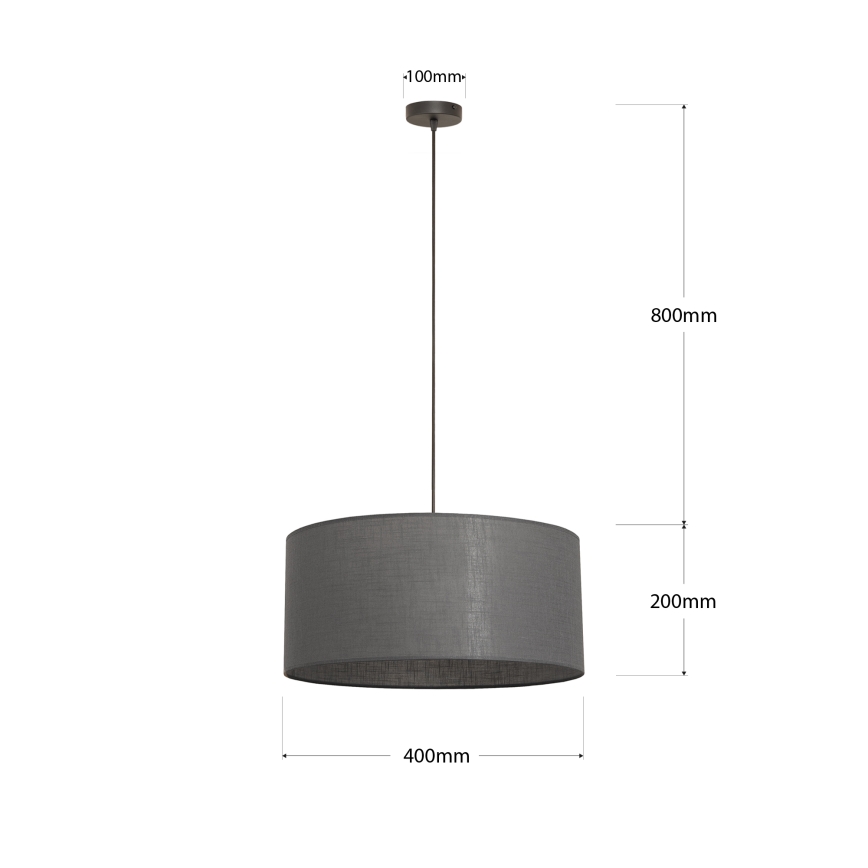 Candeeiro suspenso por cabo ALBA 1xE27/15W/230V, diâmetro 40 cm, cinzento
