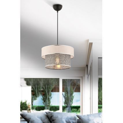Candeeiro suspenso por cabo ERO 1xE27/60W/230V, creme/cinzento