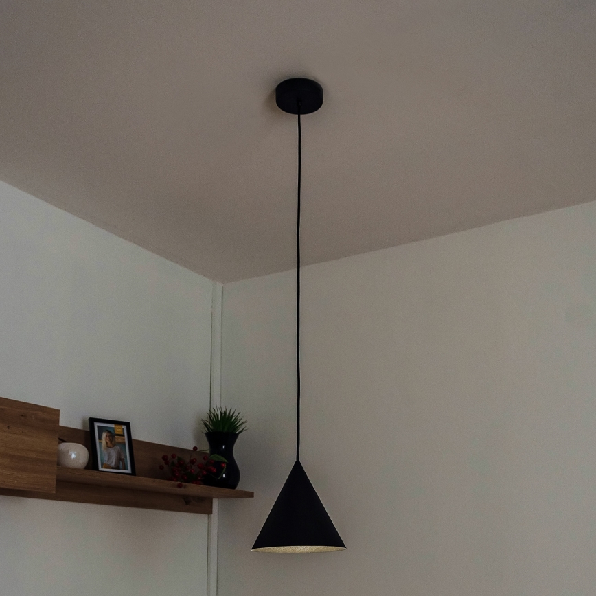 Candeeiro suspenso por cabo ETNA II 1xE27/15W/230V Ø 18,5 cm preto