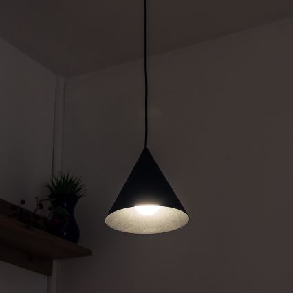 Candeeiro suspenso por cabo ETNA II 1xE27/15W/230V Ø 18,5 cm preto