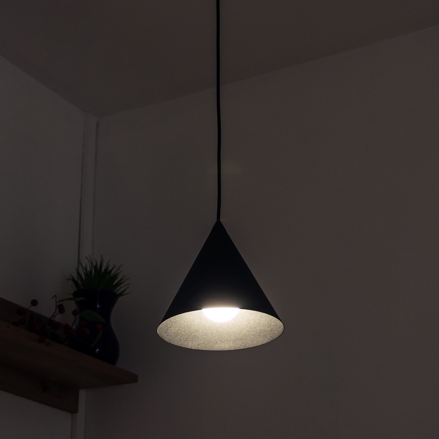 Candeeiro suspenso por cabo ETNA II 1xE27/15W/230V Ø 18,5 cm preto