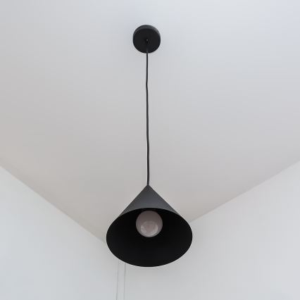 Candeeiro suspenso por cabo ETNA II 1xE27/15W/230V Ø 18,5 cm preto