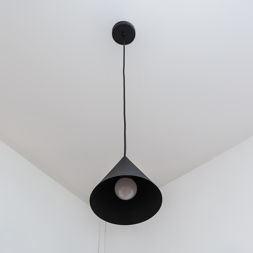Candeeiro suspenso por cabo ETNA II 1xE27/15W/230V Ø 18,5 cm preto