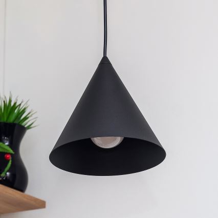 Candeeiro suspenso por cabo ETNA II 1xE27/15W/230V Ø 18,5 cm preto