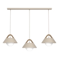 Candeeiro suspenso por cabo FUNDA 3xE27/15W/230V bege