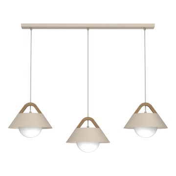 Candeeiro suspenso por cabo FUNDA 3xE27/15W/230V bege