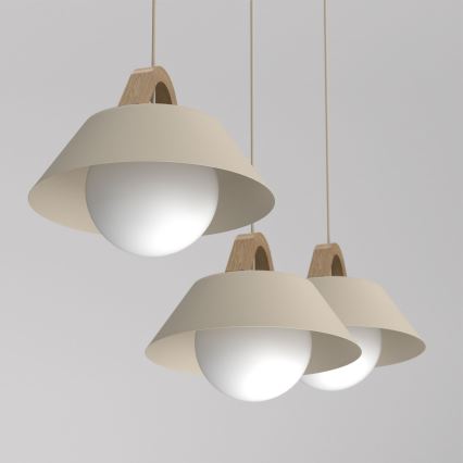 Candeeiro suspenso por cabo FUNDA 3xE27/15W/230V bege