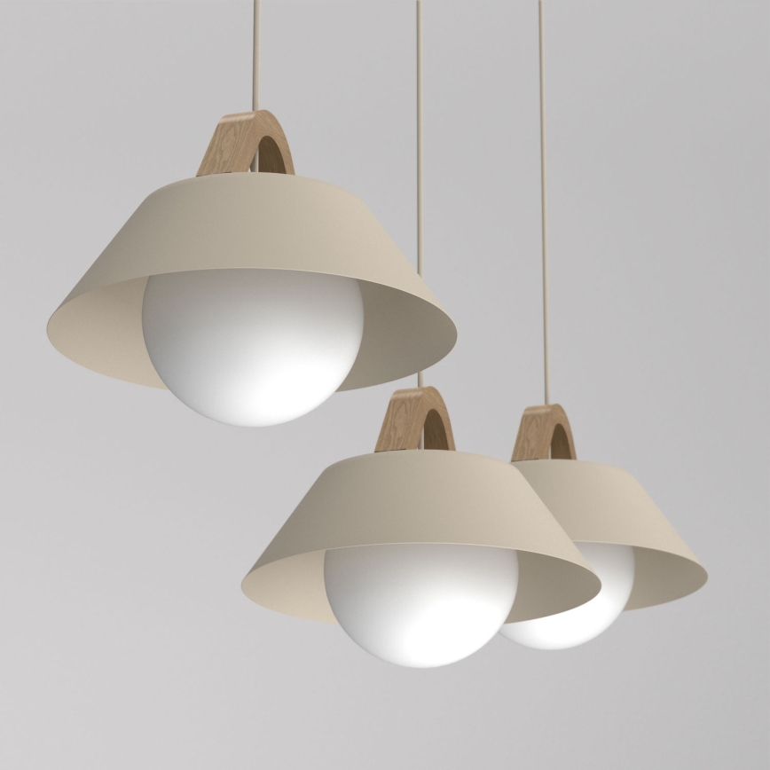Candeeiro suspenso por cabo FUNDA 3xE27/15W/230V bege