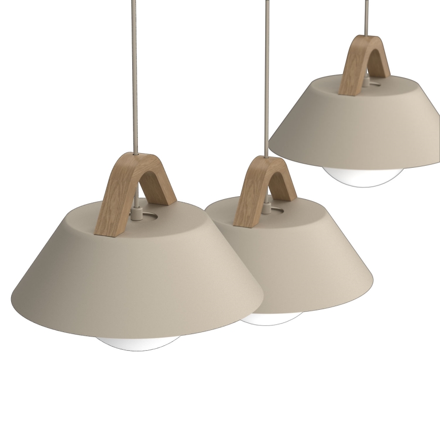 Candeeiro suspenso por cabo FUNDA 3xE27/15W/230V bege