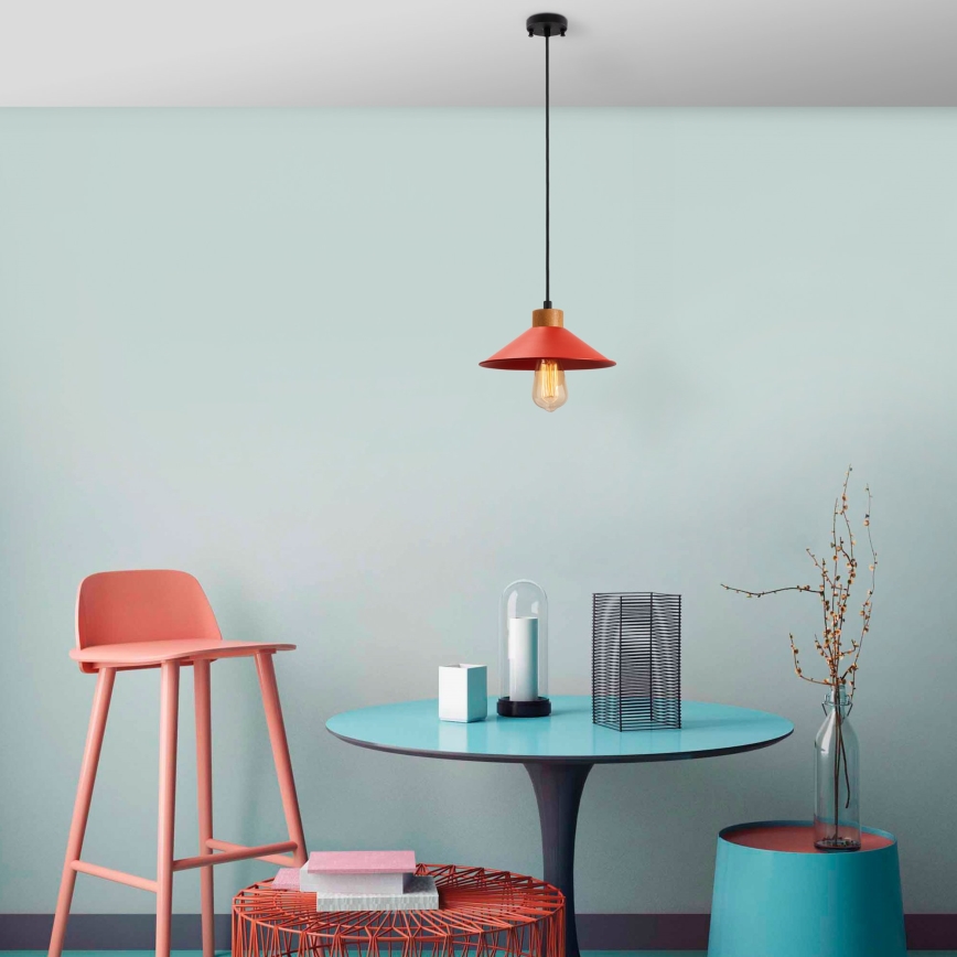 Candeeiro suspenso por cabo MANAVGAT 1xE27/40W/230V vermelho/castanho