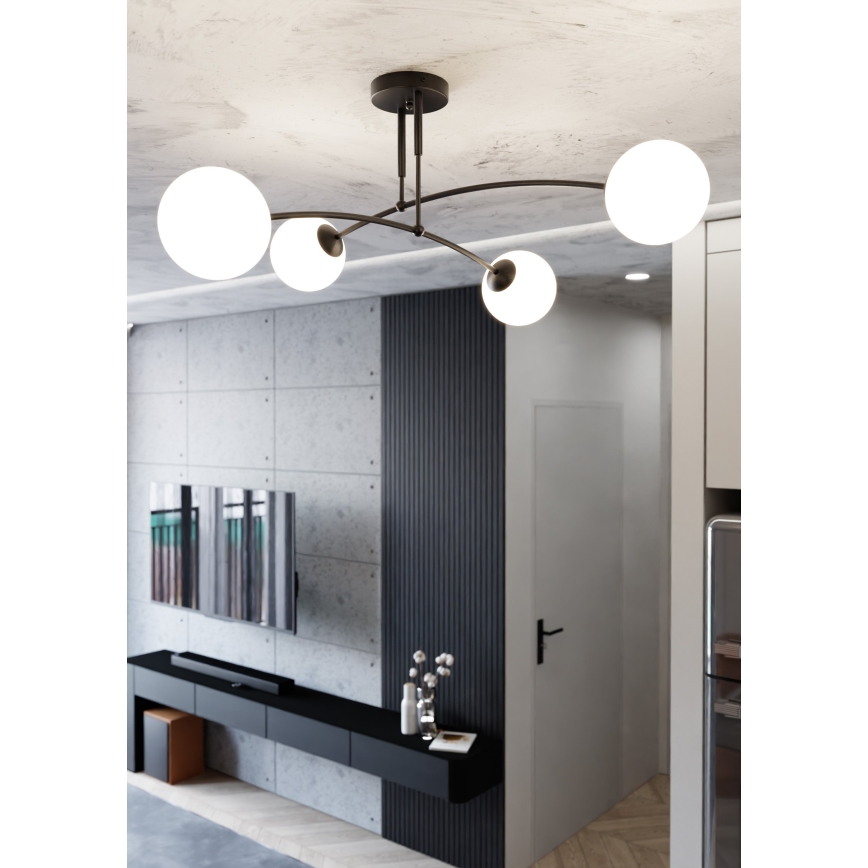 Candeeiro suspenso PREGOS 4xE14/10W/230V preto