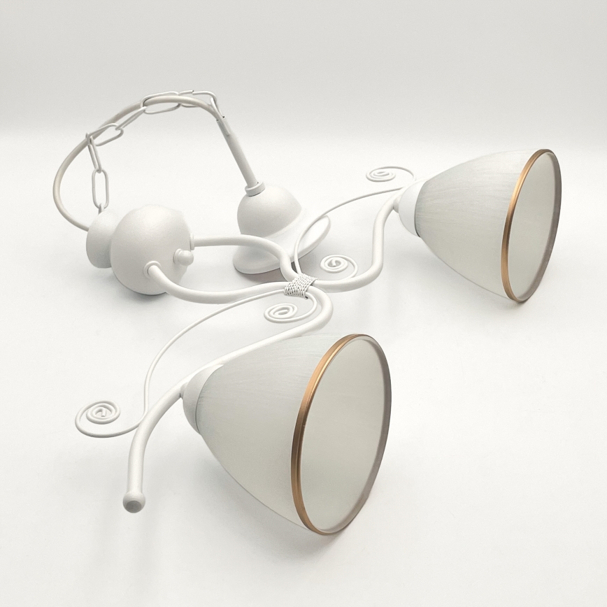 Candeeiro suspenso RETRO 2xE27/60W/230V branco mate