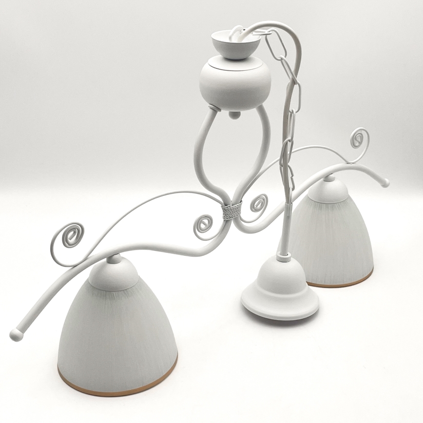 Candeeiro suspenso RETRO 2xE27/60W/230V branco mate